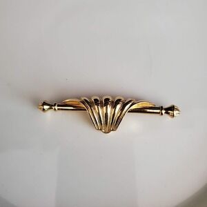 Richelieu Vintage Gold Tone Art Deco Fan Bar Brooch Pin Mid Century